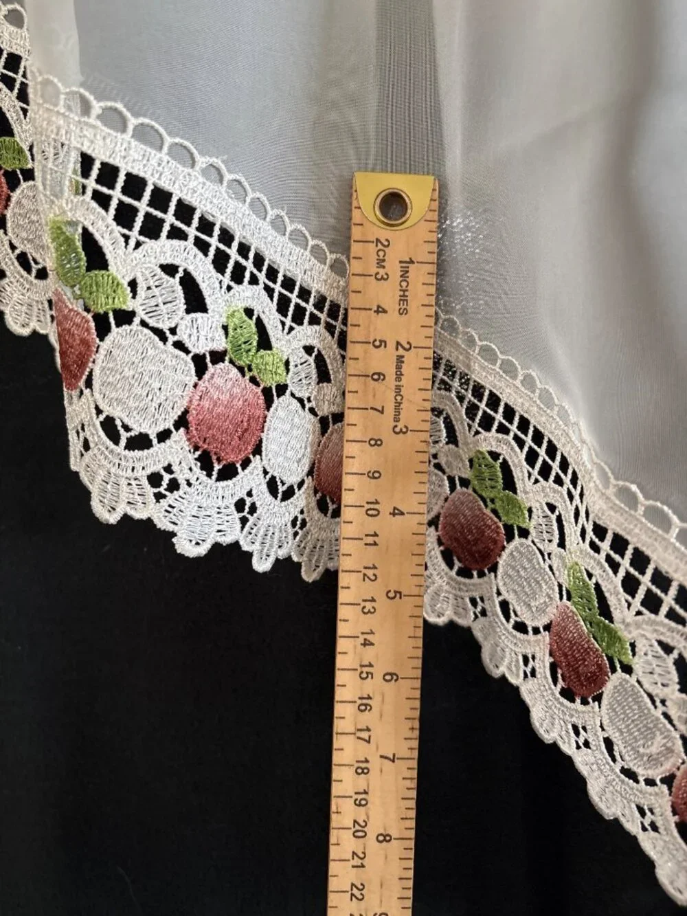 Sheer White Valance Curtains Apple Lace Trim 60